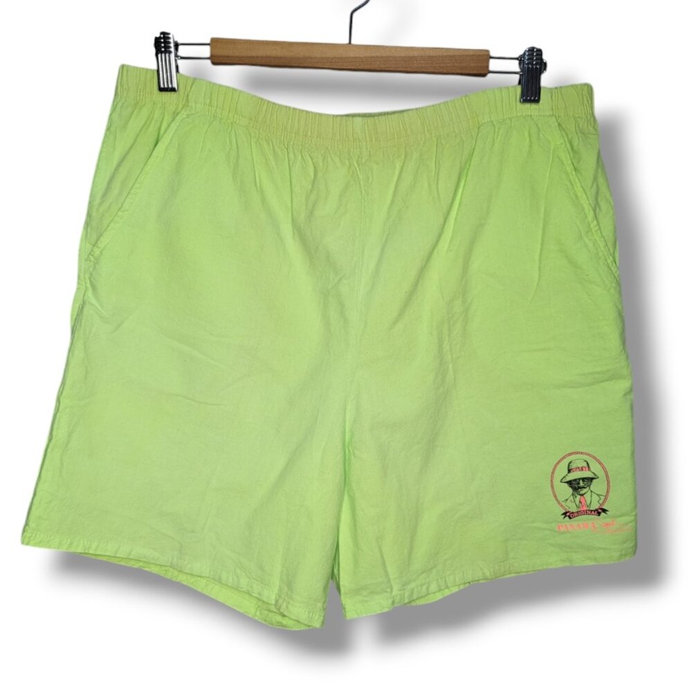 Vintage 90s Panama Jack Lime Neon Brat Green Pull On Shorts Medium